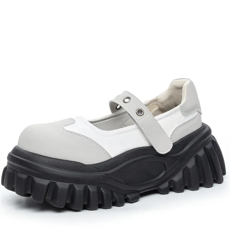 

2025 Mary Jane Leather Women Metal Punk Style Dark Gothic Niche Height Increasing Thick Sole Single Platform Shoes
