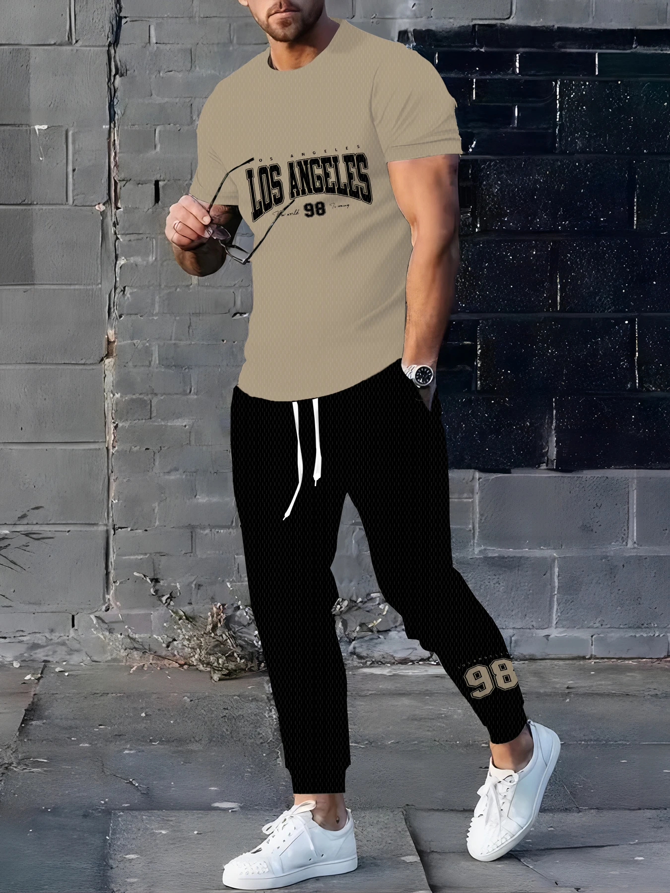 

Summer new men's suit round neck sporty casual fashionable and comfortable clothing