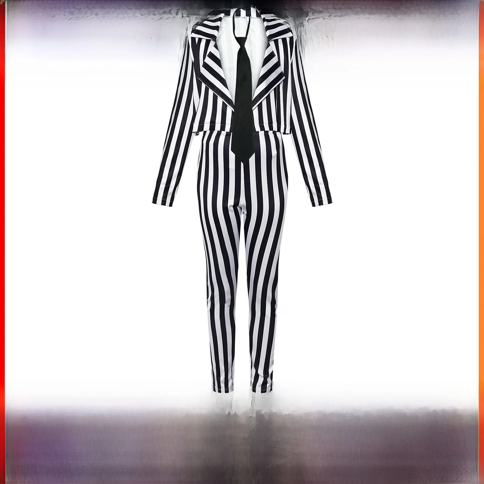 Abito da donna a strisce verticali cosplay loween nero bianco set di costumi per spettacoli teatrali tradizionali etnici cinesi