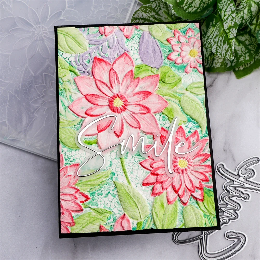 Blooming Flowers Tulip Geometric Patterns Background 3D Embossing Folder for DIY Scrapbooking Adding Texture Paper Craft Stencil