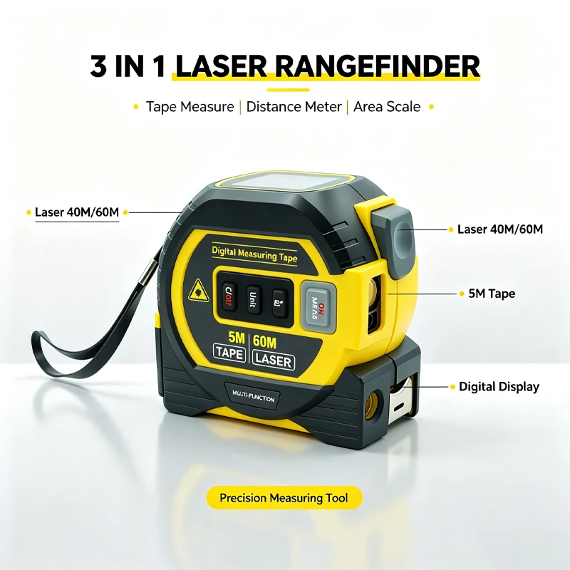 2026 Neues Laser-Maßband 3-in-1 Digitales Maßband Hochpräziser Laser-Entfernungsmesser Stahlmaßband Hohe Elastizität – Detail 4