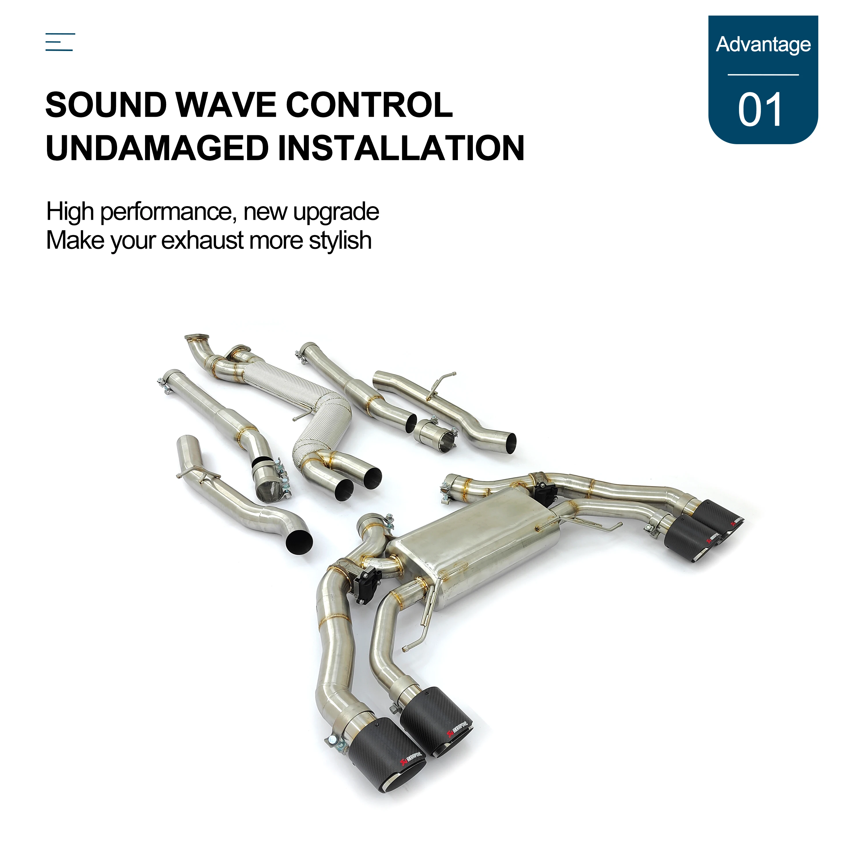 عادم CBNT عالي الجودة من الفولاذ المقاوم للصدأ لسيارات BMW S58 X3M G01 X4M G02 3.0T كاتم صوت Valvetronic أنبوب واحد متوسط Catback 4 "أنبوب متوسط