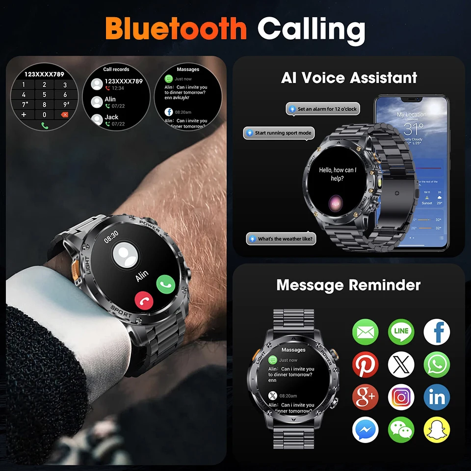 2025 Nieuwe ULTIMATE DESIGN 1.7 "Saffier scherm Smart Horloge Bluetooth Oproep IP68 Waterdicht 1000 mAh Batterij High-end Mannen Smartwatch