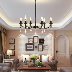 Ceiling Chandelier America Iron Crystal LED Hanging Light Fixture Pendant Lamp for Home Lustre Kitchen Living Dining Room Hotel