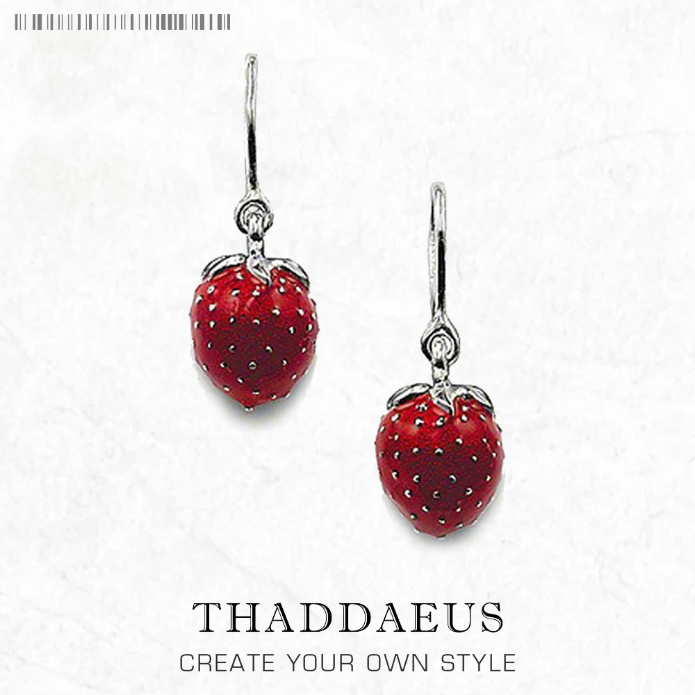 

Ear Drop Earrings Red Strawberry Winter Brand New Europe Style Romantic Jewelry For Women Gift In Real 925 Sterling Silver