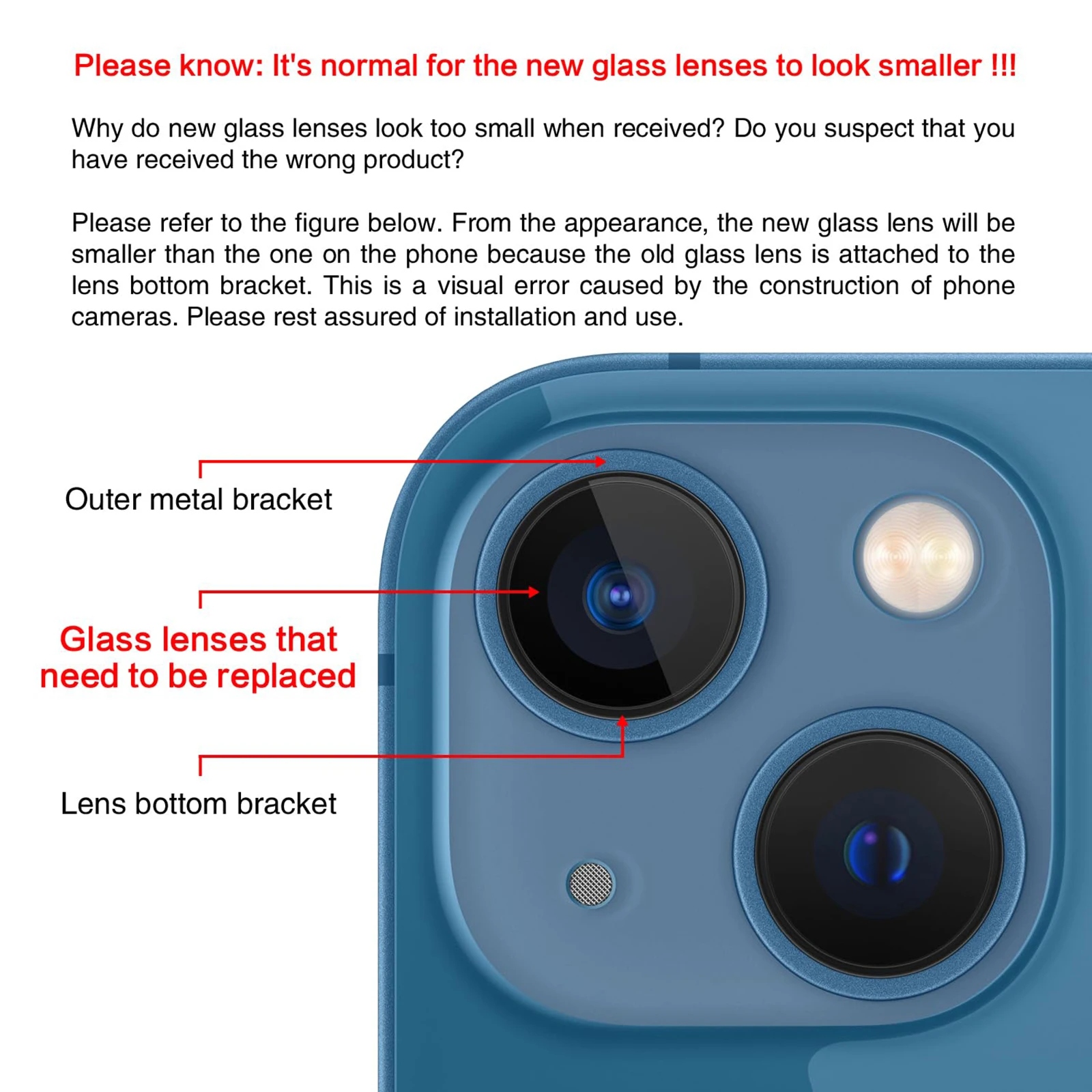 2 مجموعات الأصلي عدسة الكاميرا الخلفية الزجاج استبدال آيفون 12 / 12 Mini مع لاصق مثبت مسبقًا ومجموعة أدوات إصلاح