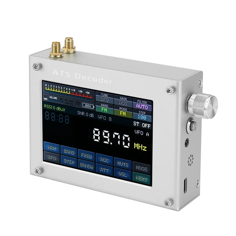 A37T-Per ATS-Decoder Mega SDR Radio AM FM SYNC SSB CW DIGI Ricevitore Versione aggiornata del ATS25 Max-Decoder Schermo a colori da 4 pollici