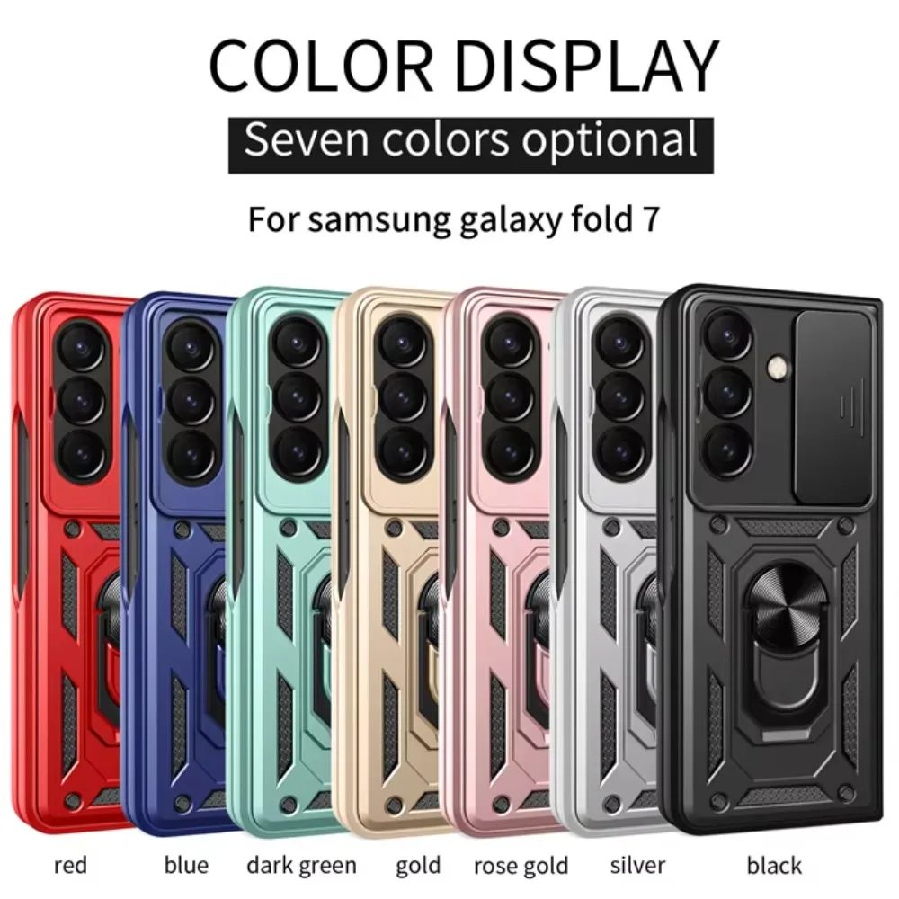 360° Rotating Metal Ring Sliding Push Window Lens Protection Luxury Armored Shockproof Case for Samsung Z Fold 8 Ultra 8 7 6 5 - view 6