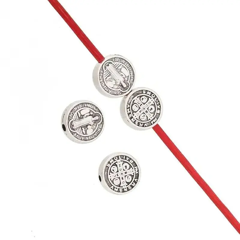 100pcs Small Saint Benedict Medal Crucifix Cross Spacer Beads for DIY Bracelet Jewelry Making Accessories