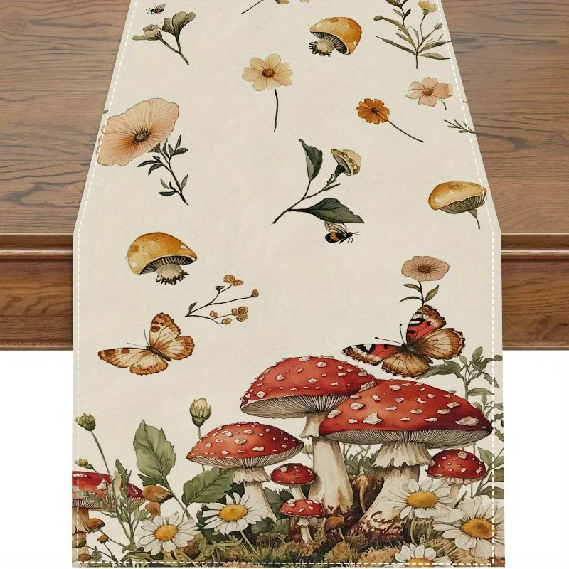 

Table Runner - 1 pc, Machine Made Table Linen, General Fit for Kitchen Dining Decor, Seasonal Butterfly Bee Anchor Motif