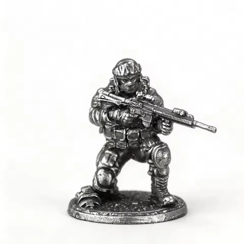 Metal Modern Tactical Soldier Miniature Figure, White Copper Tabletop Wargame Figurine, Desktop Decoration Collectible Ornament