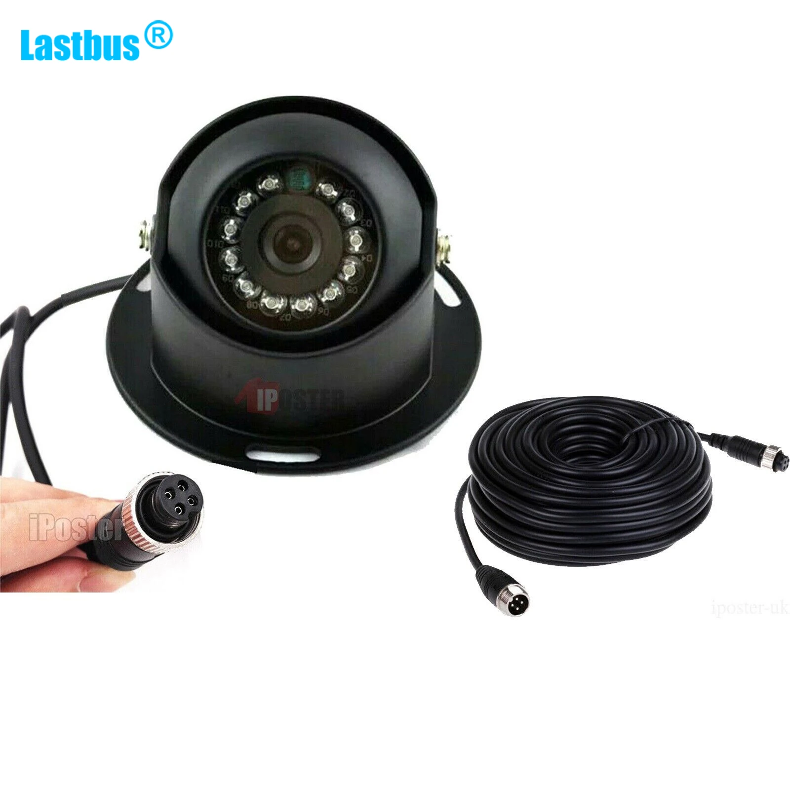 

Lastbus 4 Pin Rear View Reverse Dome Camera 12Pcs IR LEDs Night Vision Waterproof For Caravan Truck VAN Monitor+ 10m Cable Kit