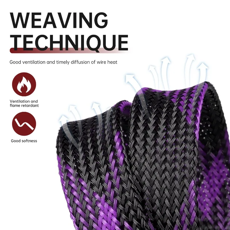 3/5M PET Insulated Braided Cable Sleeve Expandable Sheath 2mm-40mm High Density Nylon Mesh Tube Wire Wrap Sheath Cable Sleeving
