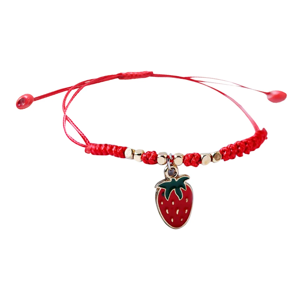 

1pcs Cute Strawberry Woven Handmade Braided Adjustable Unique Fruit Jewelry Travel Daily Wear