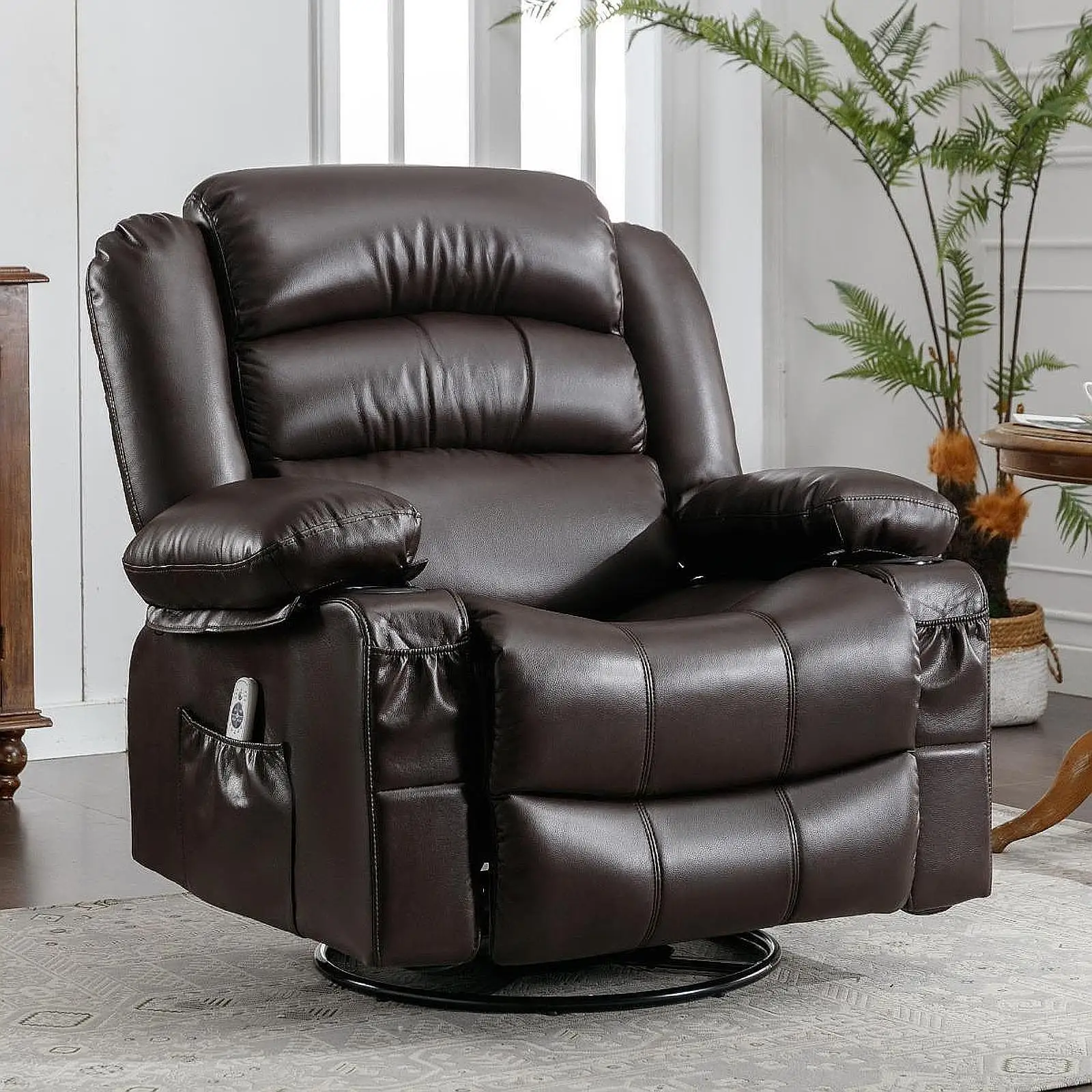 

Massage recliner Chair Lounge Chair with Side Pocket and Cup Holders Massage