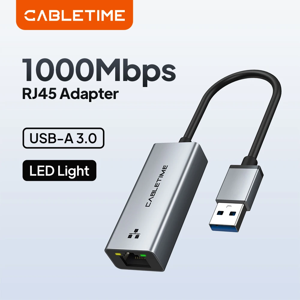 CABLETIME USB Ethernet Adapter 100/1000 Mbps USB 3.0 RJ45 Network Card for Macbook Laptop Internet Adapter RJ45 Adapter
