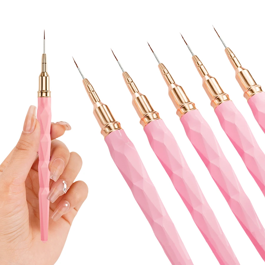 

5Pcs Liner Brush Set Acrylic Nail Art Brush, Ultra Fine Tips Pen for Striping Drawing Detailing Manicure Tool