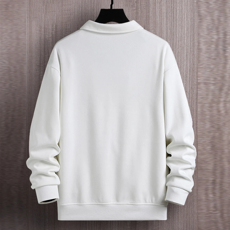 Half Zip Sweatshirt Men Plus Size 7XL 8XL Sweatshirts Solid Color Spring Autumn Tracksuit Men Big Size Pullover White Black