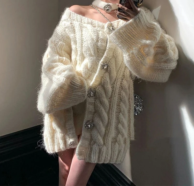 

Осень 2025 г., новый стиль, мягкий клейкий свитер, женский свободный вязаный свитер