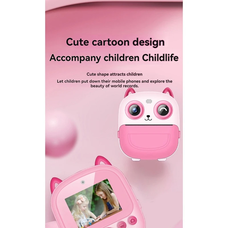 Kids Digital Camera Mini Printer 2.4Inch 1080P Dual Cameras Portable Kid Camera With Memory Card For Kids