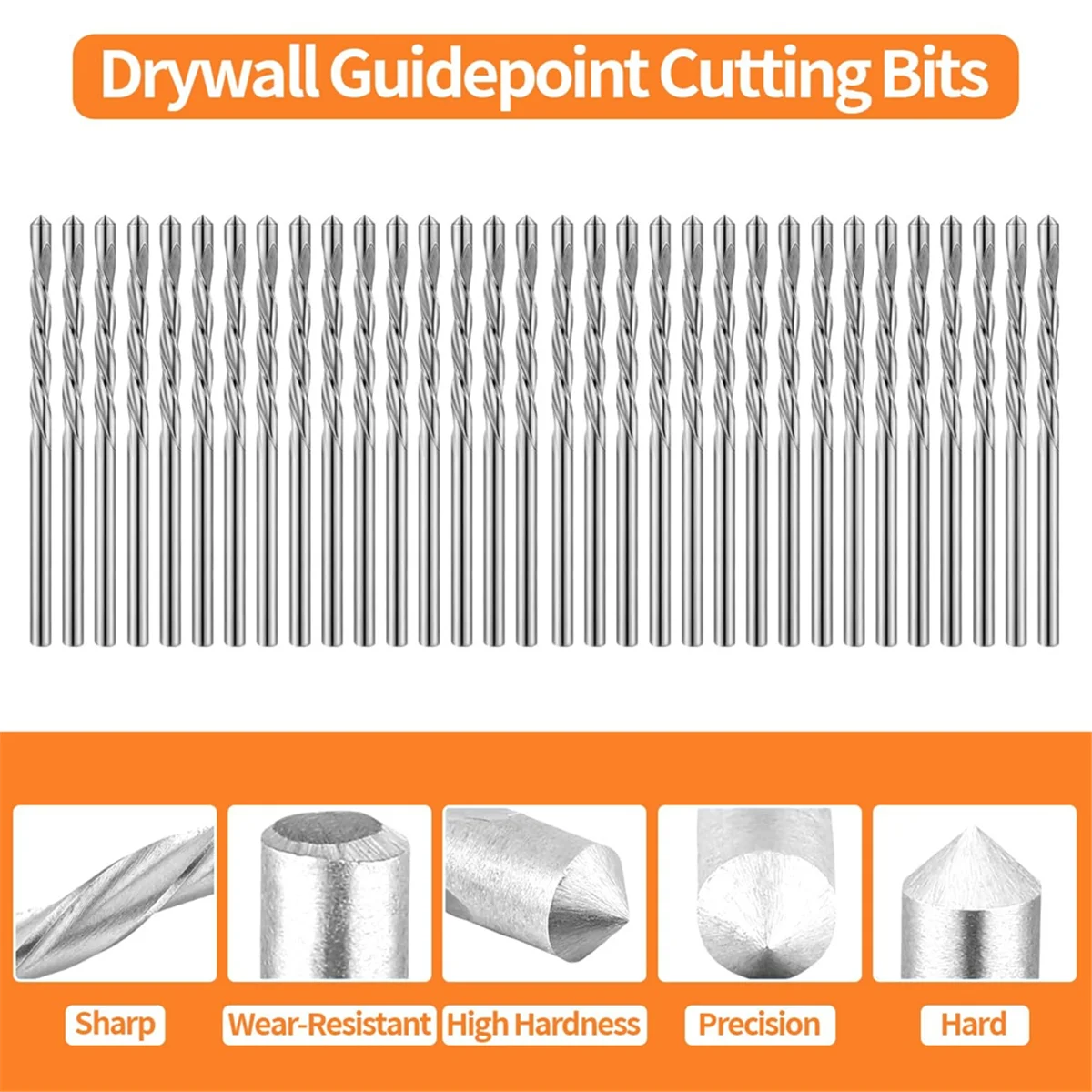 60 Pcs Drywall Bit Drywall Router,1/8 Inch Drywall Guide Point Cutting Bits for Spiral Saw and Drywall Cutting