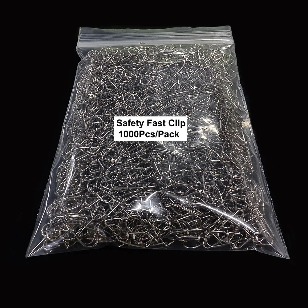 1000 قطعة الفولاذ المقاوم للصدأ القرع دبوس المفاجئة السلامة مشبك سريع قفل قطب قوي سحب إغراء موصل الصيد هوك اكسسوارات Pesca