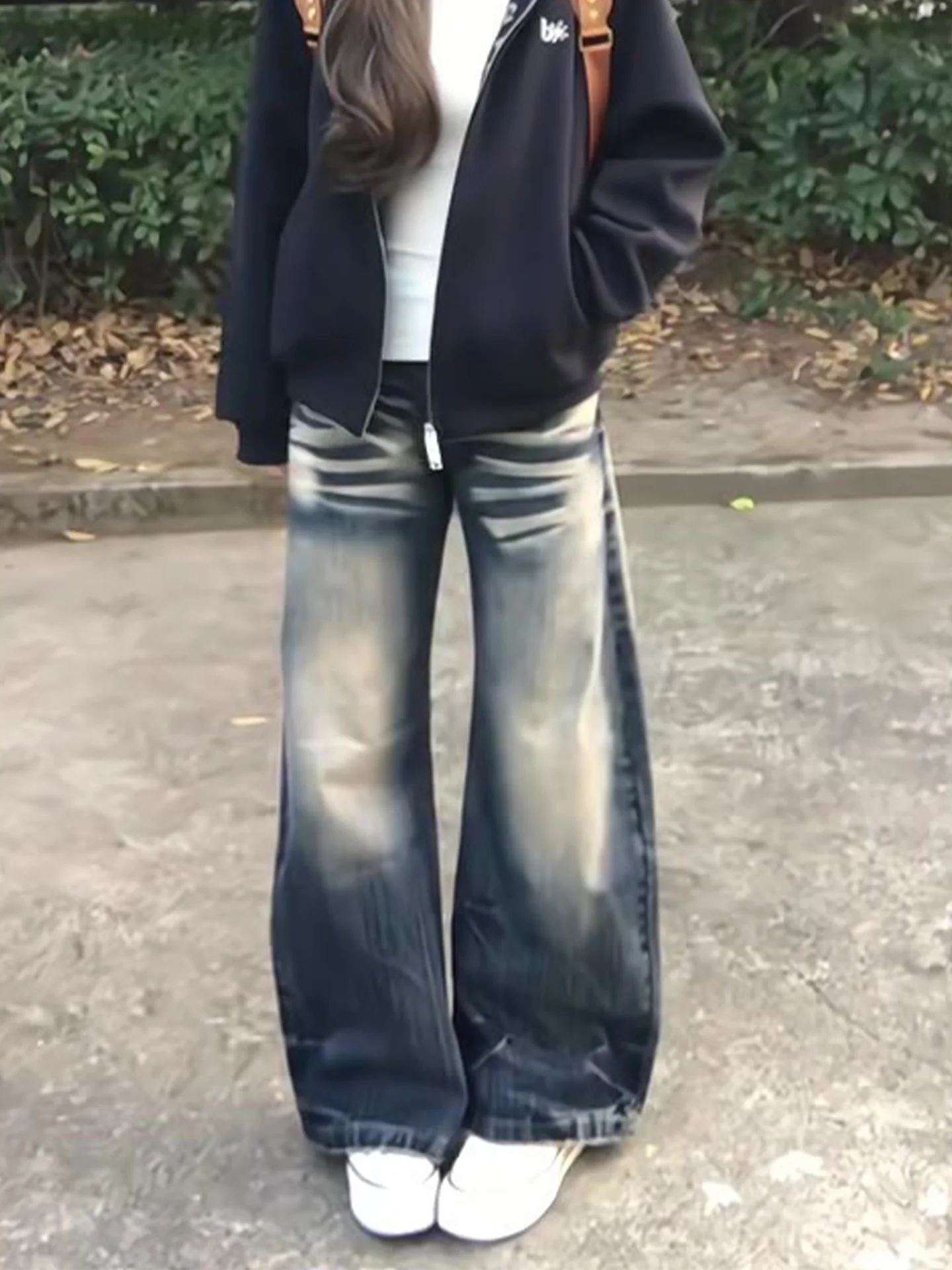 

American Style Retro Slim Fit Jeans Women's Summer New Lazy Style Washed Straight Leg Wide Leg High Waist Denim Casual Pants