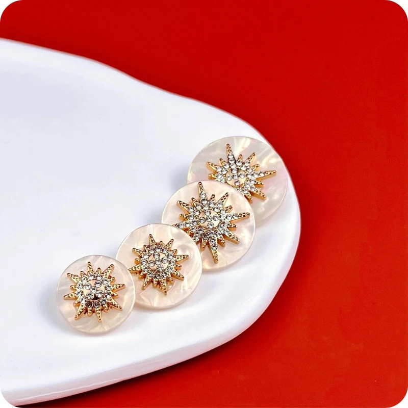 10 قطعة زر الراتنج موضة الخياطة الملابس معطف عالية الجودة زر معدني الراين زر دائرة الزخرفية DIY بها بنفسك الملحقات #3