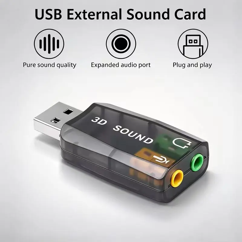 Mini External Usb To 3.5mm Mic Headphone Jack Stereo Headset 3d Sound Card Audio Adapter New Speaker Interface For Laptop