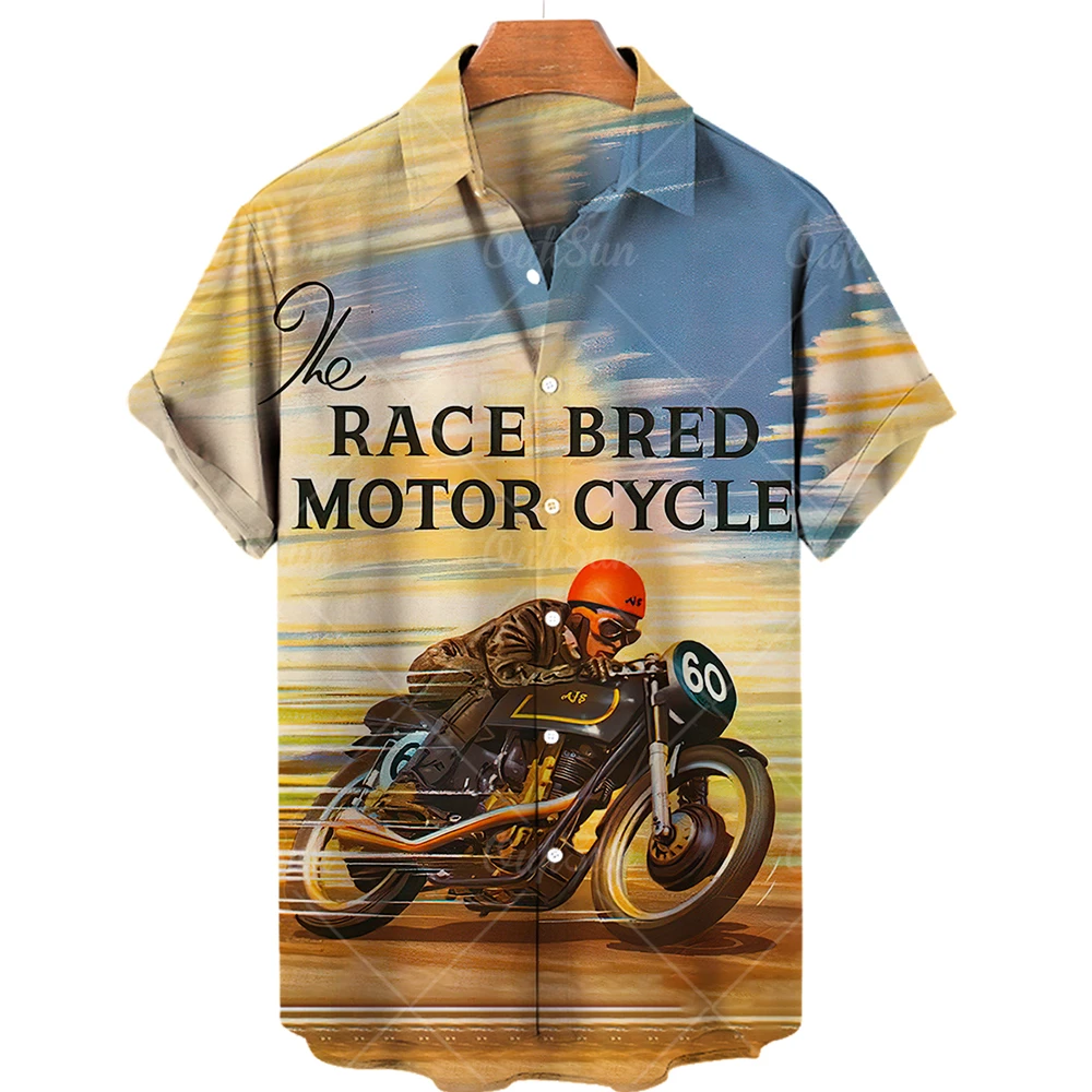 Camisa hawaiana de manga corta para hombre, Camisa de motociclista de gran tamaño, estilo Hip Hop, 3D, estampado de moda, con solapa para la playa