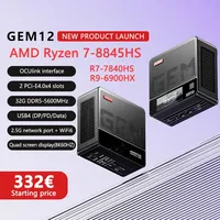 MINI PC Gamer GEM12 R7 8845HS/R7 7840HS/R9 6900HX GEM12 Pro DDR5 32GB 1TB PCie4.0 NVMe WIFI6 BT5.2 2.5G LAN Desktop  Computers