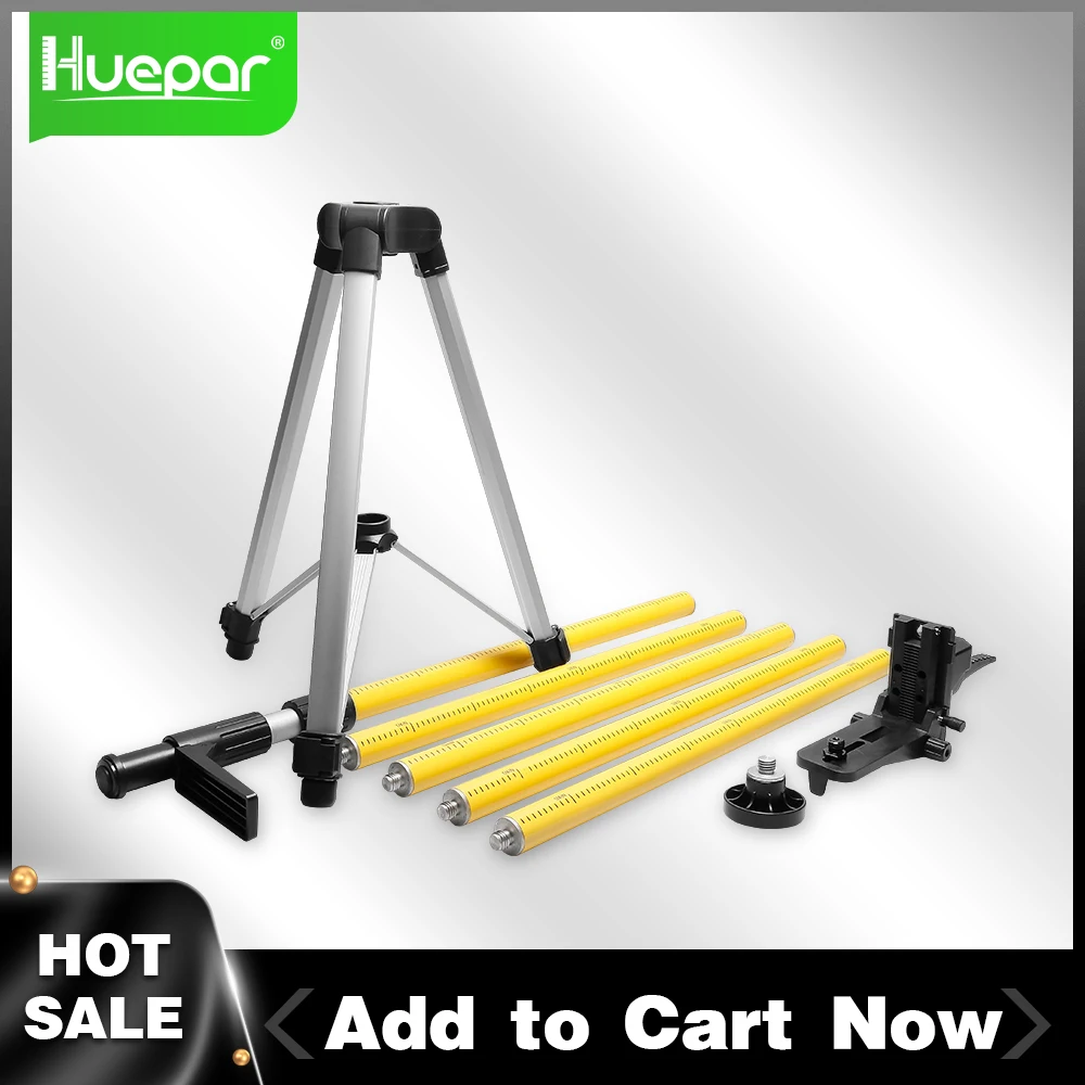 Huepar Ajustável Telescópica Pólo Rotativo e Linha Lasers com Tripé Adaptador 420 Montagem do Laser 12 Pés 37 m