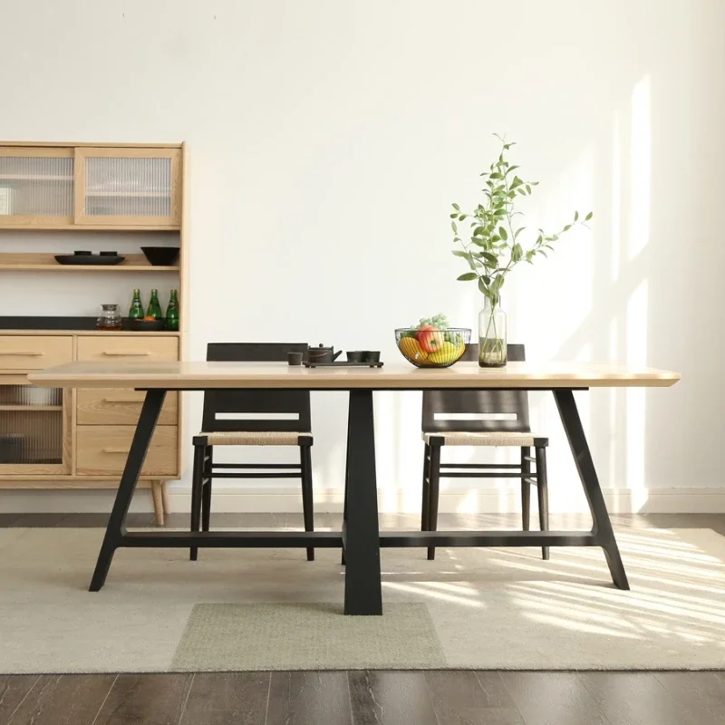 Simple Rectangle Ash Log Solid Wood  Restaurant Meeting Room Dining  Conference Party