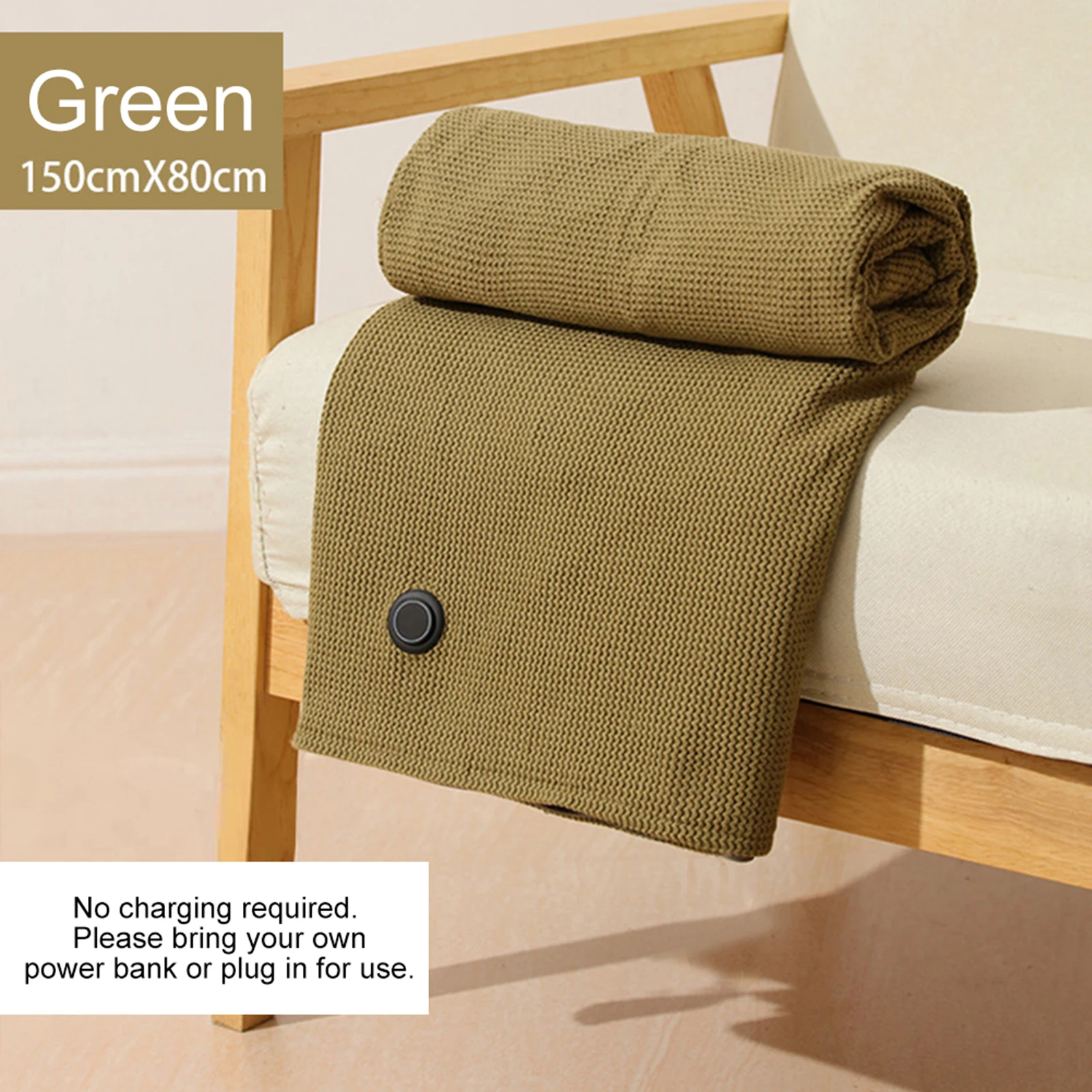 

Corded Heated Blanket USB Powered Soft Zipper Shawl Wrap 3 Temperature Adjustment Warm Heating Scarf for Indoor Outdoor