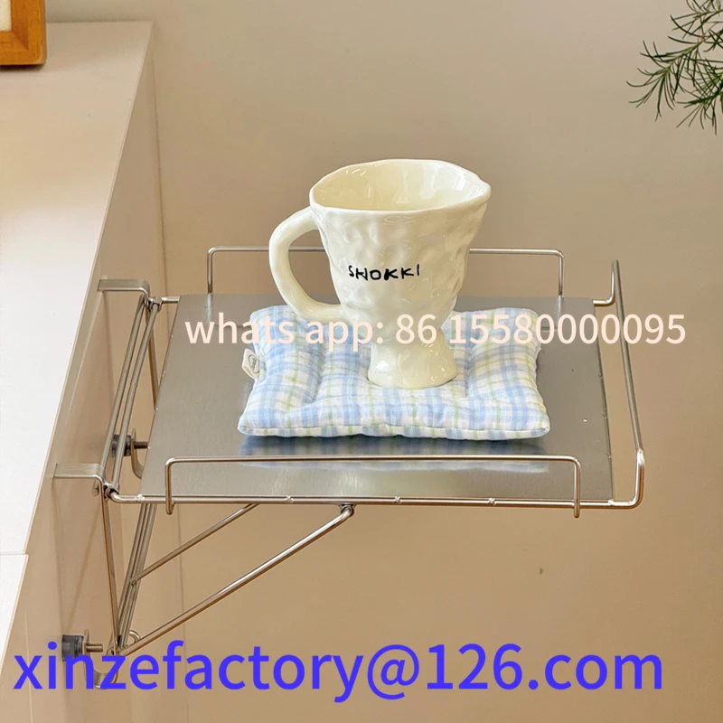 Customizable Foldable Countertop Shelf for Kitchen Cabinet Door Hanging Stainless Steel Extend Board