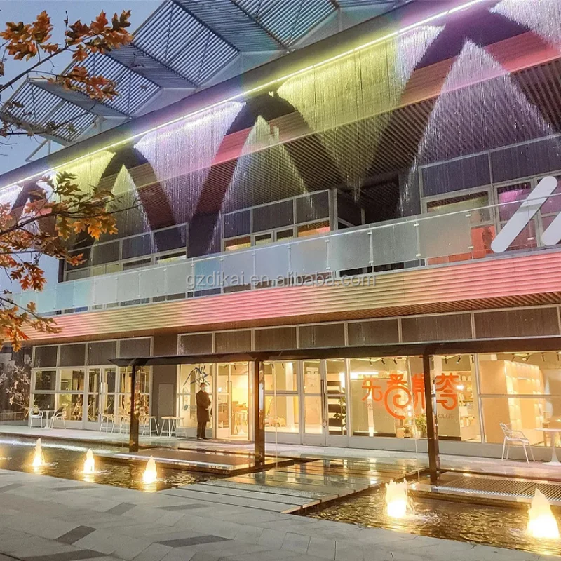 custom.Customizable Digital Waterfall Fountain Wall Curtain Light Garden Park Hotel Outdoor Use Stainless Includes Log