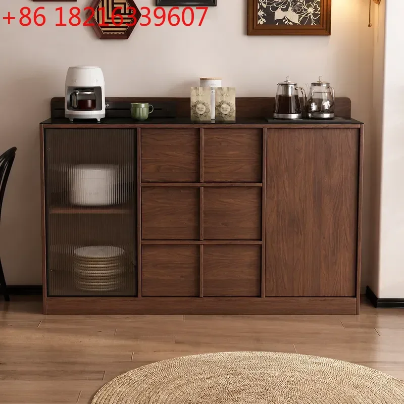 YAONordic Solid Wood Dining Side Cabinet Living Room Storage Locker Tea Bar Cabinet Wall Mounted Multi Functional Retro Style
