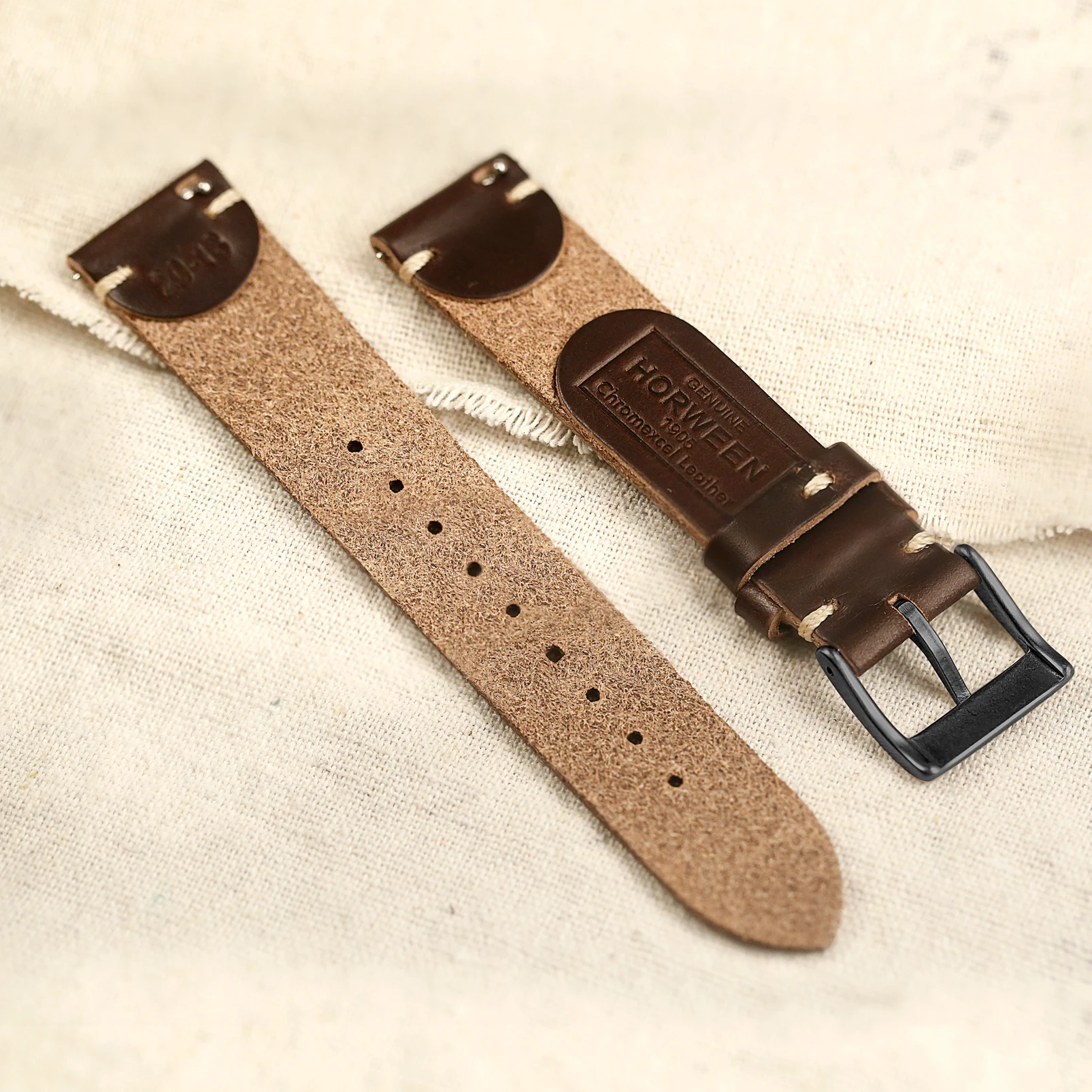 100% Genuine Leather Watch Bands With Quick Release Horween Horse Vintage Leather Watch Strap For Men 22mm18mm19mm20mm