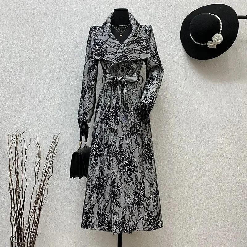 Slim Light Luxury Fashion Women's Clothing Trench Coat 2026 Spring Autumn New Temperament Heavy Industry Women Trench Coat H699