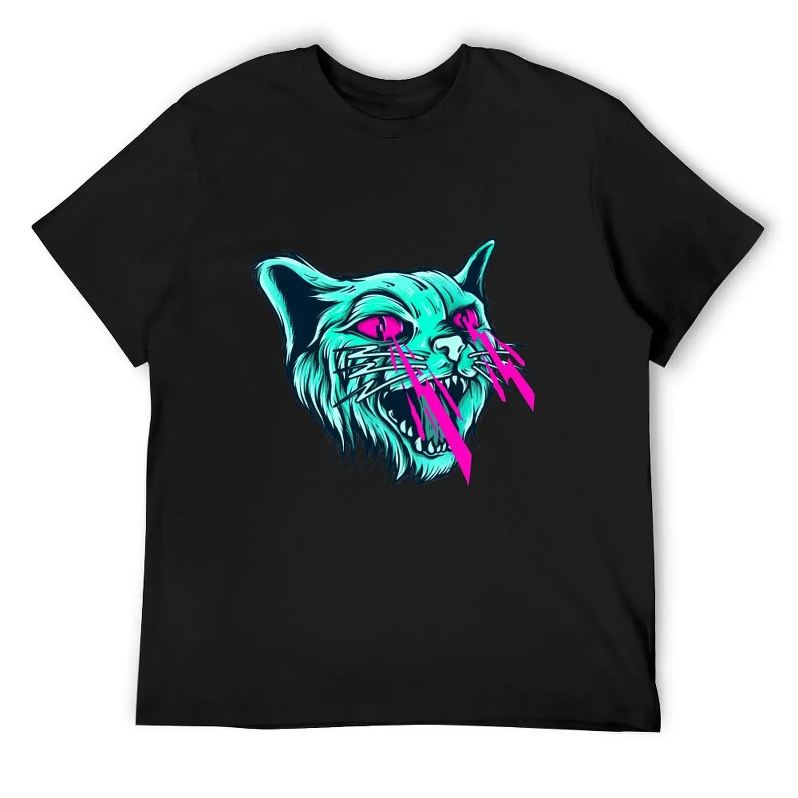 Laser cat T-Shirt customs summer tops designer shirts anime clothes t shirts for men cotton