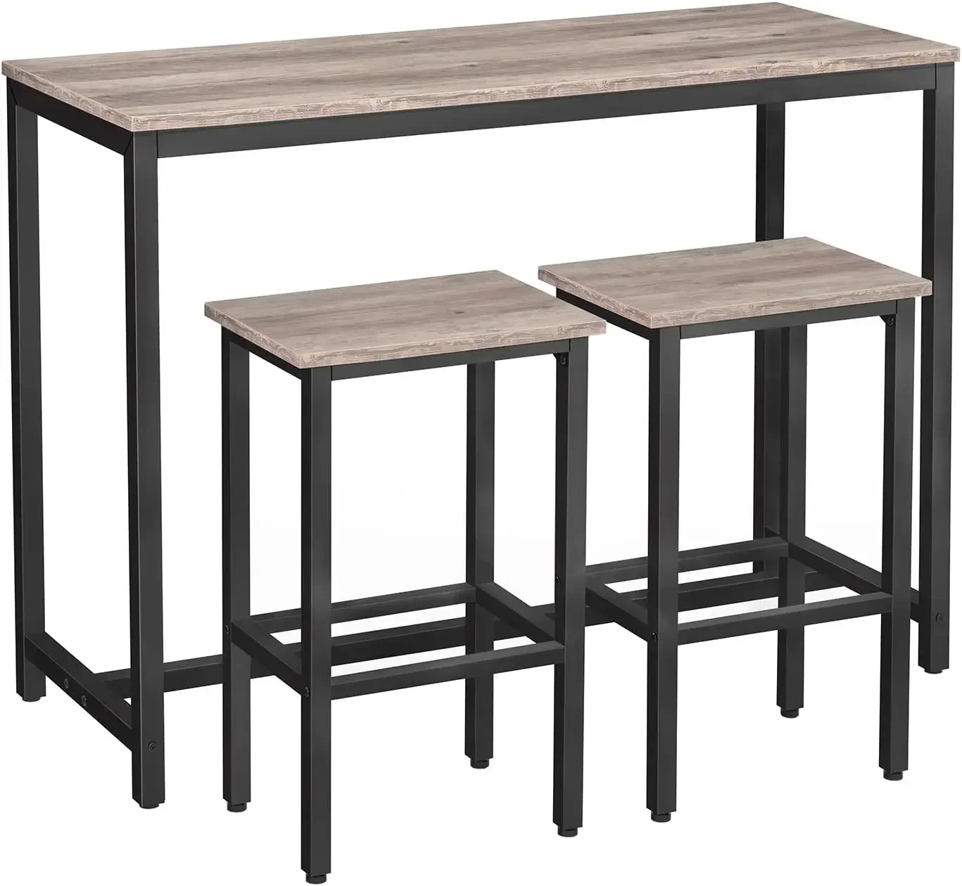 Rectangular Pub Table with 2 Stools for Small Space, High Top Table,3-Piece Breakfast Table Set,Sturdy Metal Frame