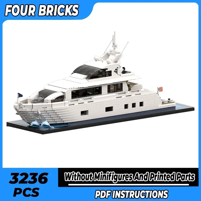

Moc Building Bricks Luxury Yacht Model Minifigure Size Ship Technology Modular Blocks Gifts Christmas Toys DIY Sets Assembly