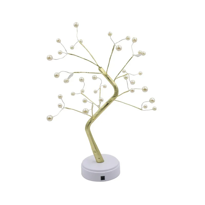 Tree Shaped LED Copper Wire Pearl Tree Light Indoor Bedroom Decoration Small Night Light Living Room Small Ornaments