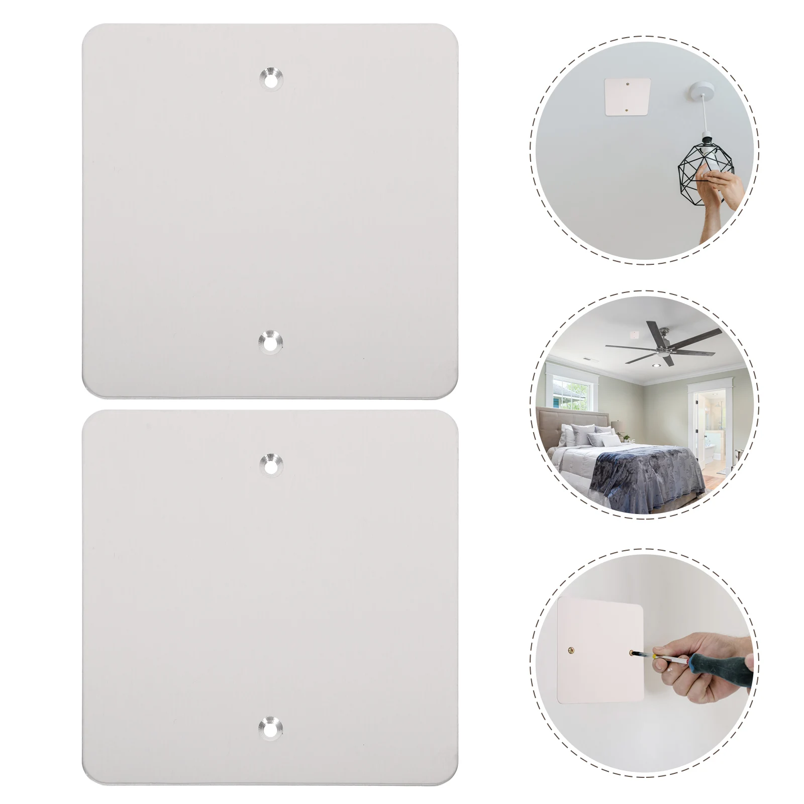 

2Pcs Stainless Cover Plate 120Type Outlet Wall Blank Wallplate Panels Blank Junction Box Covers Metal Ceiling Plates