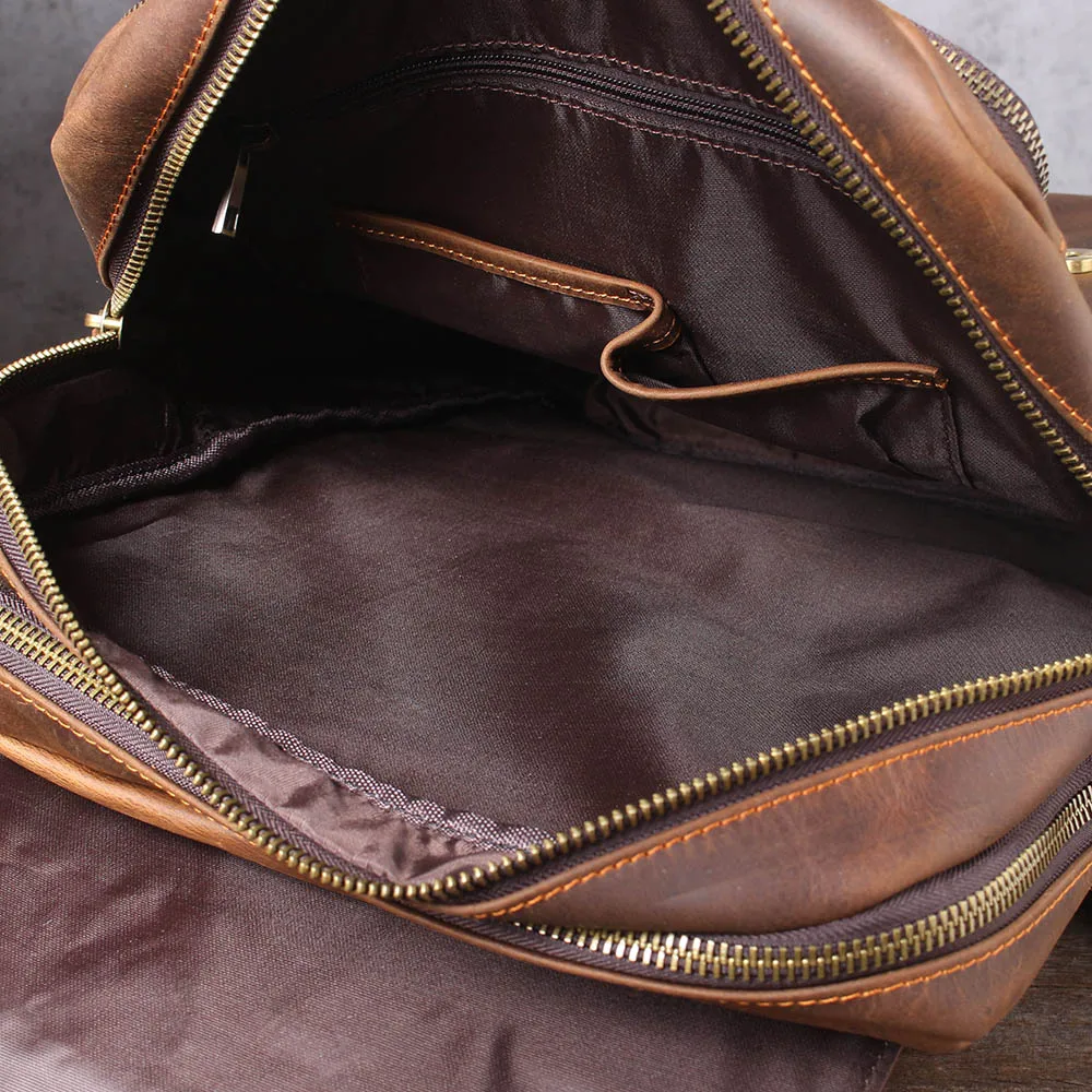S.WORKER Vintage Echtleder-Rucksack Laptop-Tasche Lässige Crazy-Horse-Leder Schultasche Outdoor-Reise-Weekender-Tasche – Detail 15