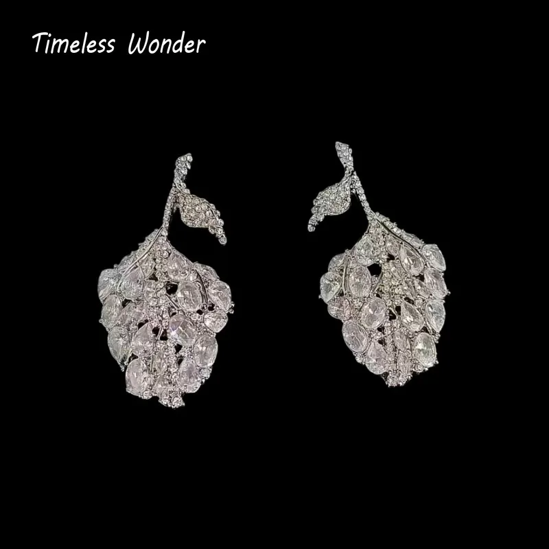 

Timeless Wonder Fancy Zircon Geo Leaf Stud Earrings Women Designer Jewelry Luxury Gift Top Trendy Classy Simple Neat 5133