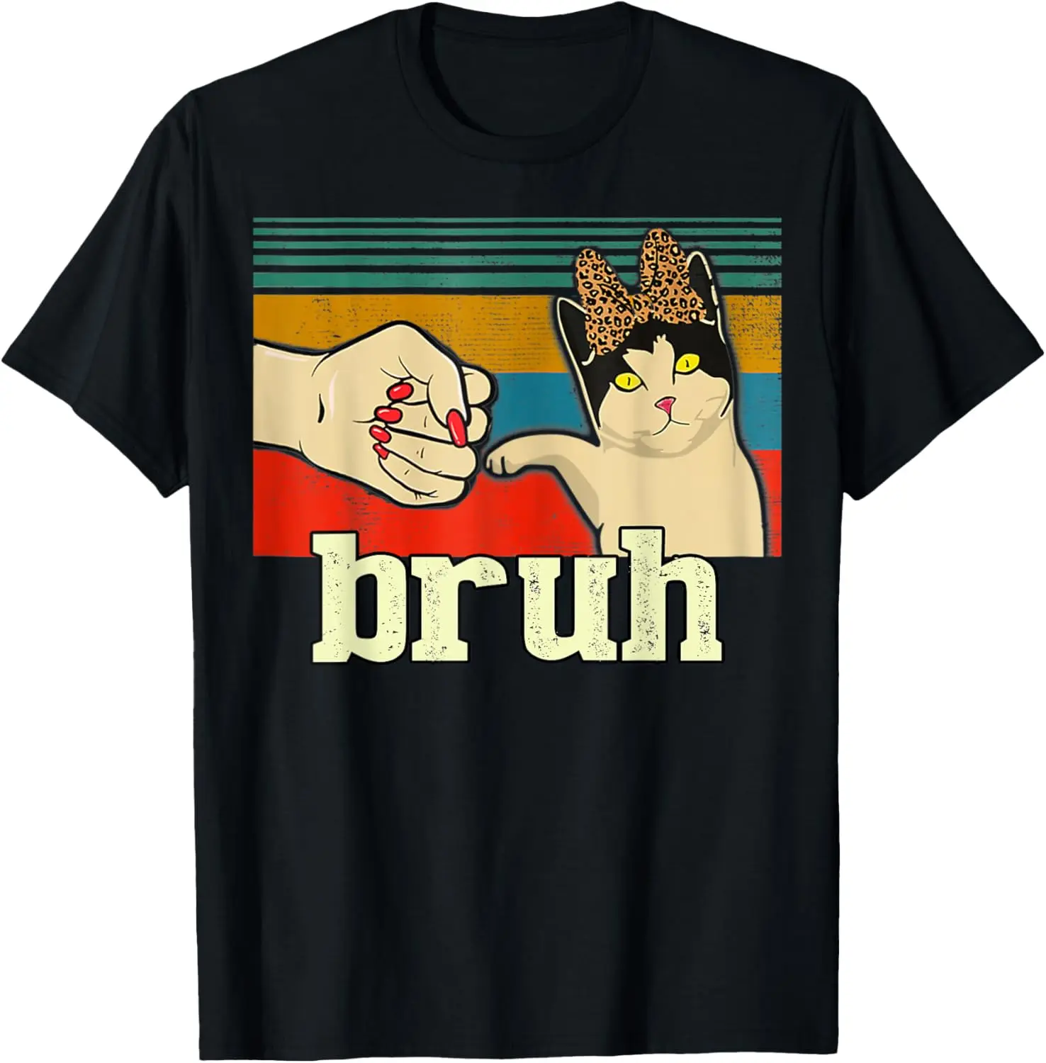 

Funny Meme Saying Bruh with Cat Greetings for Teens Boys Men T-Shirt Men's A1and women's T-shirts