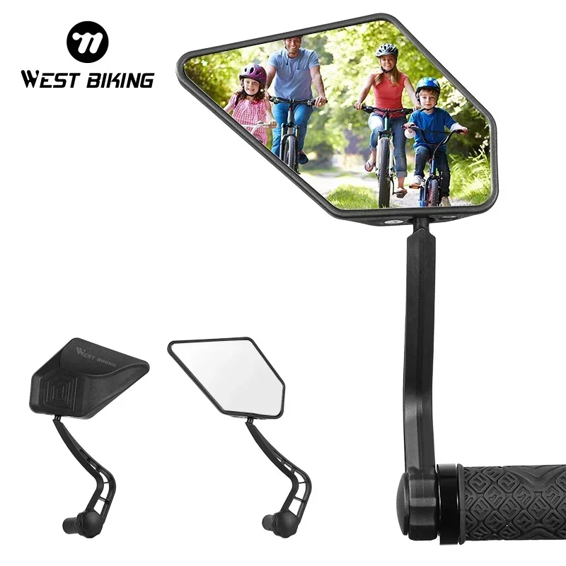 

WEST BIKING Bike Rearview Mirror Handlebar End 360 Degree Adjustable Safety Side Mirror MTB City Bike Blind Spot Mirror