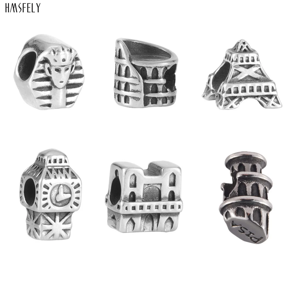 

HMSFELY tourist attractions theme Beads For Charm Women Bracelet Jewelry Making Crystal Bead 316l Stainless Steel Beads