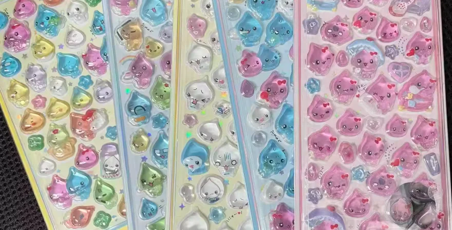 Adesivi 3D a Goccia d'Acqua Non Originali, Decorazioni Scintillanti con Polvere Brillante, Adesivi Decorativi Fai-da-Te